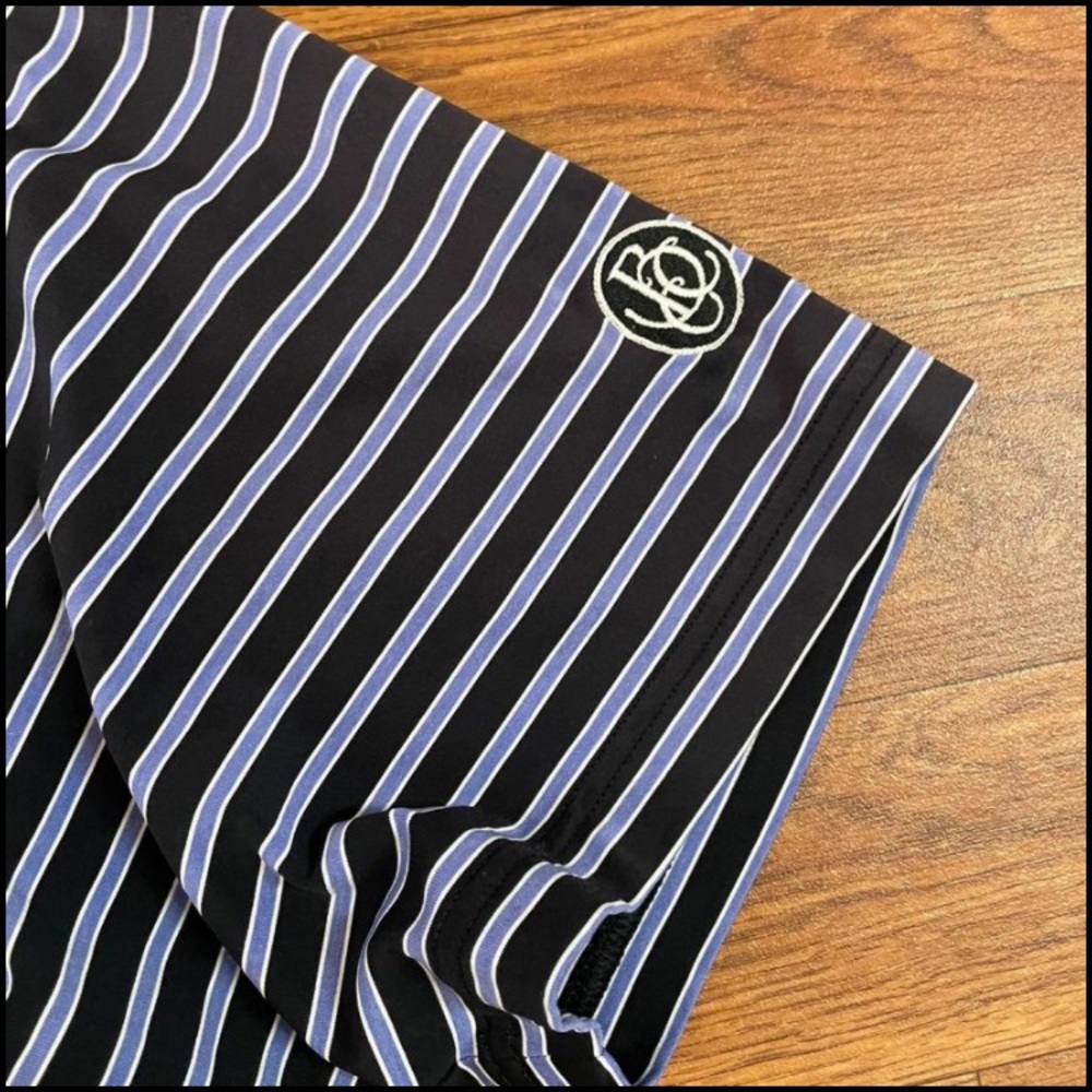 Footjoy Blue and Black striped Golf Polo Mens Large, lightly worn - Picture 3 of 4